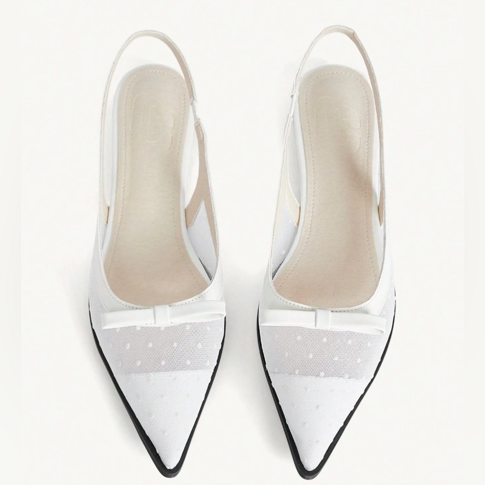🆕 Polka Dot Mesh Slingback Flats